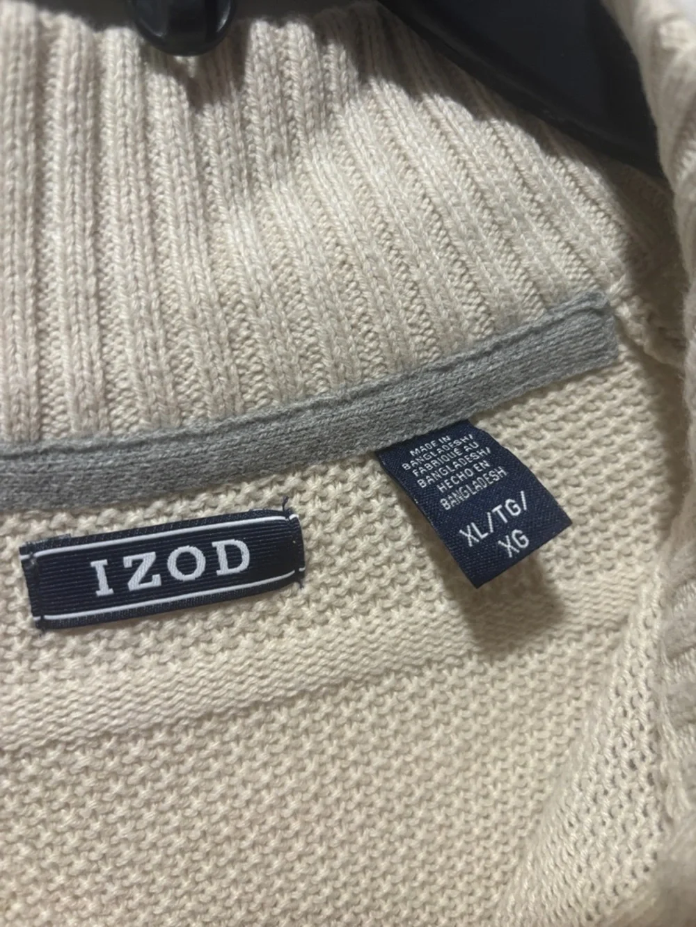 Men's Half-Zip Textured Knit Sweater - Cream (C1) - Picture 3 of 4